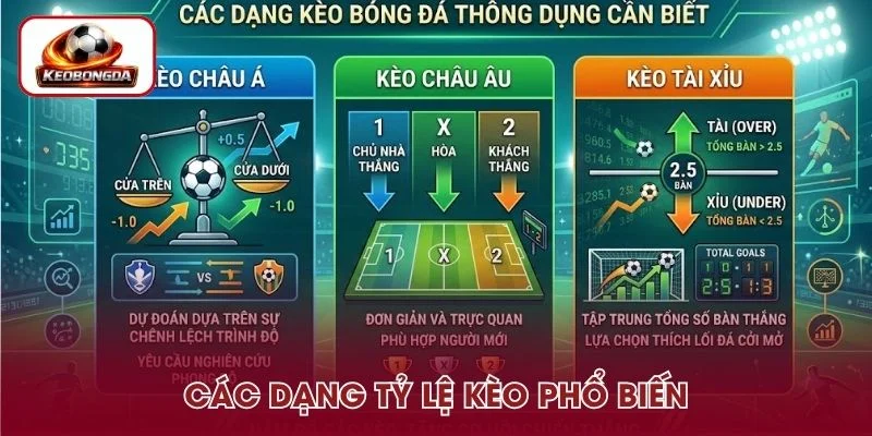 Các dạng tỷ lệ kèo thông dụng