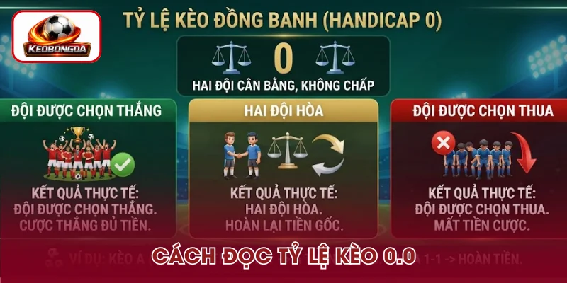 Cách đọc tỷ lệ kèo 0.0 dễ hiểu trong bóng đá