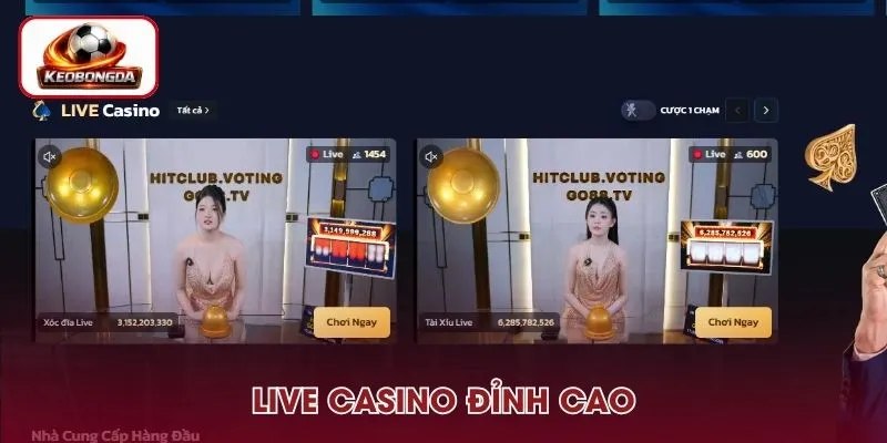 Live Casino với nhiều game bài kinh điển
