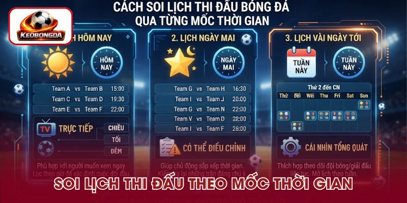Cách soi lịch thi đấu qua từng mốc thời gian