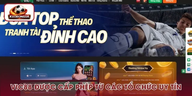 VIC88 được cấp phép từ các tổ chức uy tín